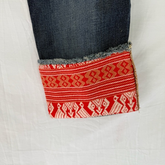 Lucky Brand Legend Sienna Tomboy Crop Sz 2/26 Red Fabric Cuffs - Picture 9 of 13